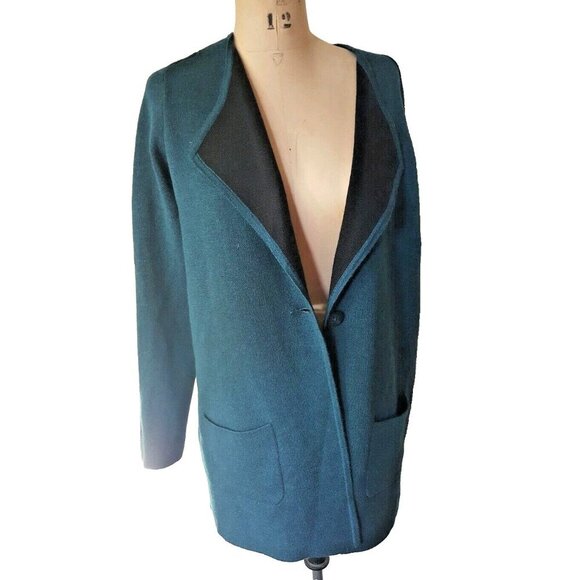 Catherine Malandrino teal boxy sweater cardigan blazer jacket XL - Picture 8 of 12